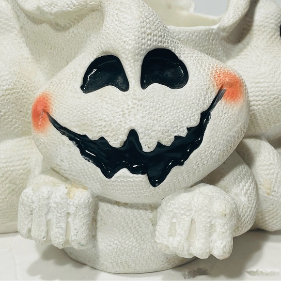 Spooky Ghost Halloween Planter New Holland Floral ‘97 Vintage Four Ghosts Round - Picture 2 of 10